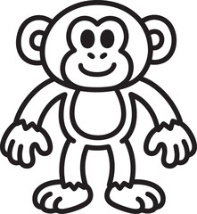 Funny Monkey Coloring Book Page Silhouette