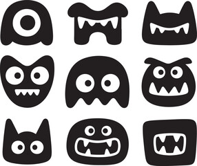 set of funny faces Silhouette