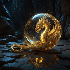 golden dragon on a blue background