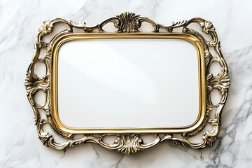 Gold ornate frame on marble