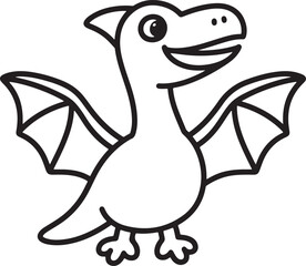 Dinosaur line art color vector Silhouette