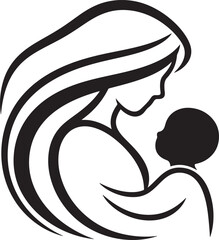 mother and baby logo  design Silhouette vector