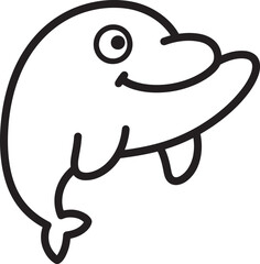 funny cartoon Dolphin logo line art