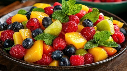 Obraz premium A vibrant Thai fruit salad in high-resolution artistic style.