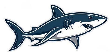Obraz premium Great White Shark Mascot Illustration, Side View, Aggressive Pose, Shark Logo Shark, Mascot