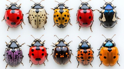 Obraz premium Collection of Colorful Ladybugs Diverse Species of Coccinellidae