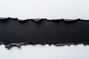 Ripped Black Paper Strip on White Background