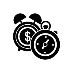 coins with alarm clock icon on white background  .svg