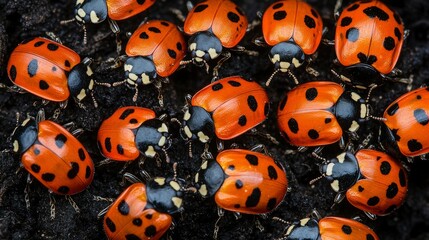 A Swarm of Ladybugs Close Up