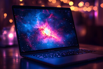 Computer art astronomy laptop.