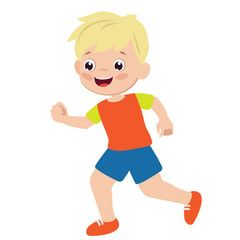 Running boy vector cartoon illustration