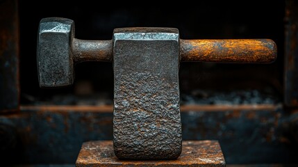 Aged metal tools on a workbench