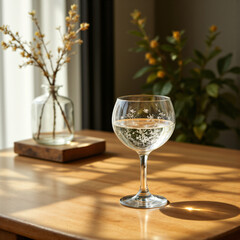 glass of champagne on table