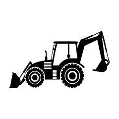 Backhoe Loader Silhouette Construction Icon