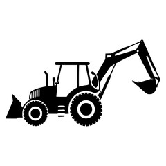 Backhoe Loader Silhouette Construction Icon