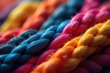 Close-up of intricately woven baton string, vibrant colors , fabric, string, pattern
