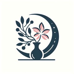 A minimalist and delicate logo designed to convey softness, beauty and balance. In the center of the image, an elegant flower with thin petals and graceful curves emerges from a simple.