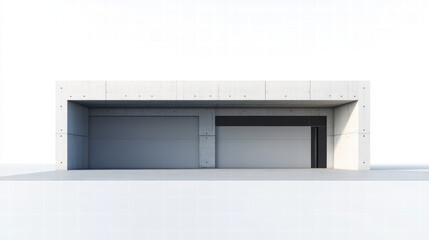 Modern Concrete Structure: A minimalist and sleek modern concrete structure, the embodiment of architectural innovation and geometric design, stands in a spacious setting.