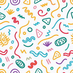 Vibrant abstract pattern with playful shapes and lines