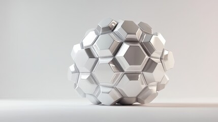 Fototapeta premium A three-dimensional, multifaceted, white sphere form.