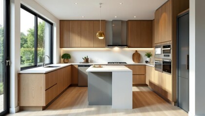 Modern kitchen renovation showcasing sleek countertops and updated cabinetry , construction, upgrade