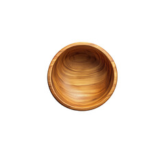 Empty Wooden Bowl, Hand-Carved Serving Dish, Rustic Kitchenware, Natural Wood Grain Texture, Isolated on Transparent Background, Perfect for Food Styling, Mockups and Design Projects
