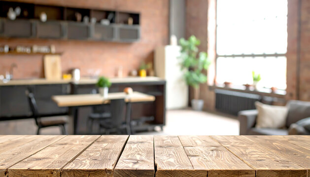 Im Vordergrund Textfreiraum, Hintergrund unscharf Loft Wohnung Industriedesign 