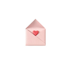 Romantic Pink Envelope with Heart Seal:  Isolated Vector Illustration for Valentine's Day, Love Letter,  Greeting Card Design,  Digital Art, and Romantic Correspondence.