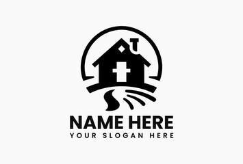 Detailed black and white vector illustration of elegant house facade with multiple windows and architectural ornaments. Building logo concept  