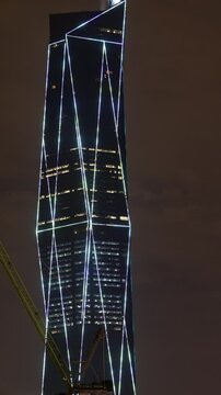 Timelapse of the merdeka 118 building. from a high vantage point in vertical 