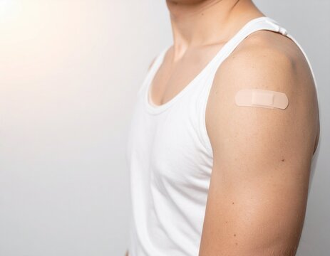  Primer plano de brazo con parche post vacuna