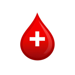 Obraz premium clean and simple red drop with medical cross icon 