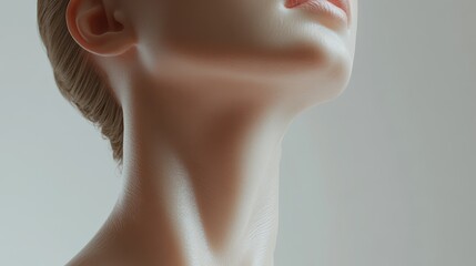 Close-up view of a woman's smooth neck and delicate skin.