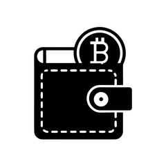 crypto wallet icon with bitcoin logo on white 