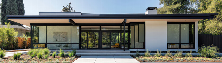 Modern Home Exterior Design: A sleek and contemporary residence showcasing architectural elegance, clean lines, and panoramic views, emphasizing modern living and sophisticated design.