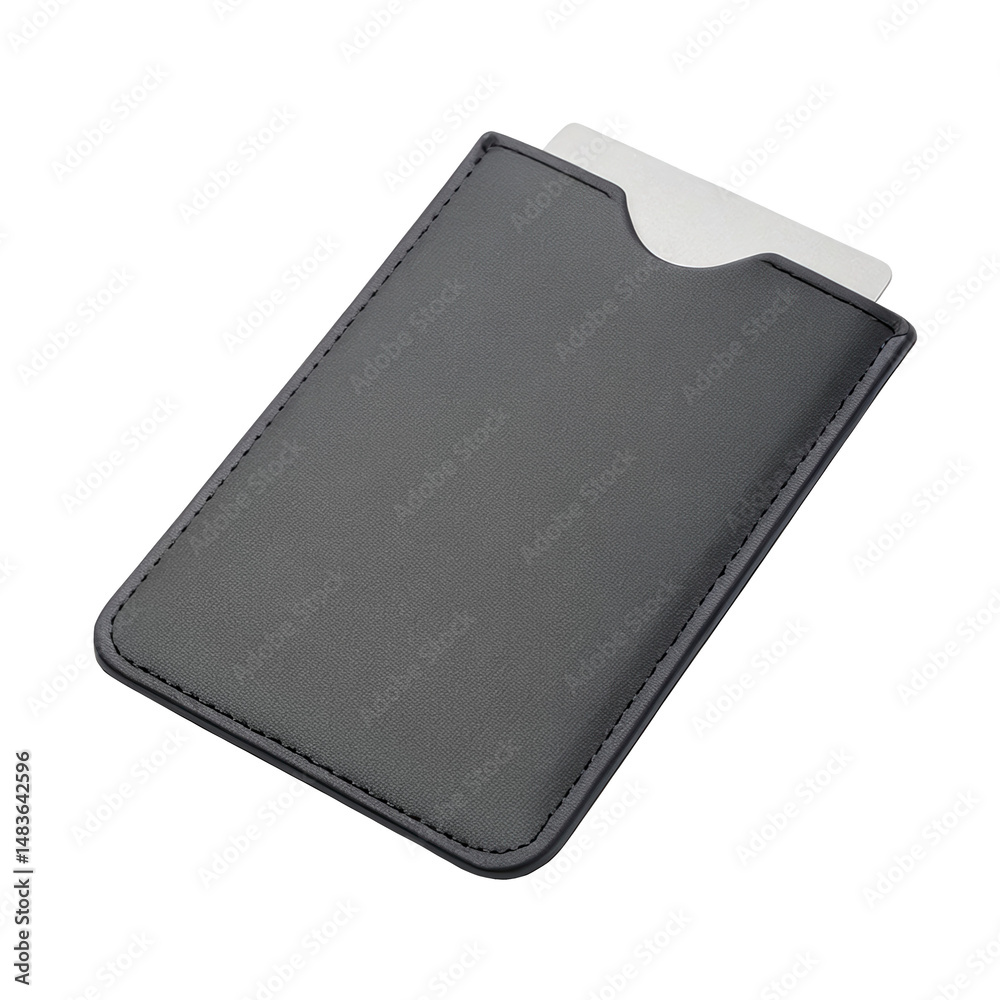 Poster close up of an rfid blocking key card sleeve holding a contactless smart card, emphasizing data secu