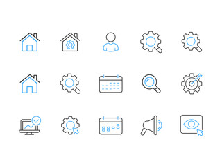 Web icon collection. Essential signs and symbols set correction. Round square icons with popular line style, web and mobile icons. Vector illustration isolated on white background