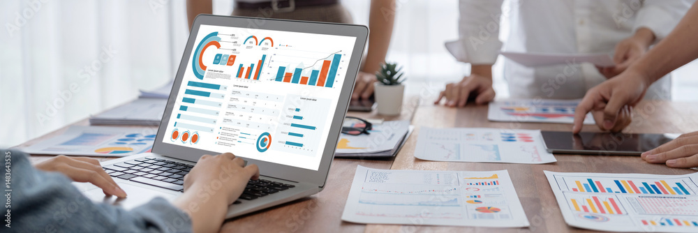 Poster business data dashboard provide business intelligence analytic for marketing strategy planning brisk