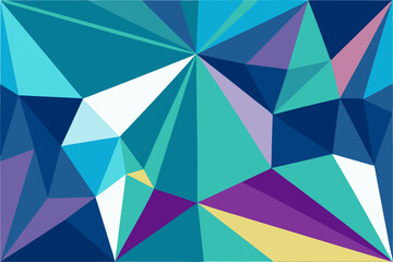 Abstract geometric composition featuring vibrant colors in a low poly style