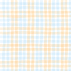 Blue Orange Plaid Gingham Check Hand Drawn Background Pattern Overlay
