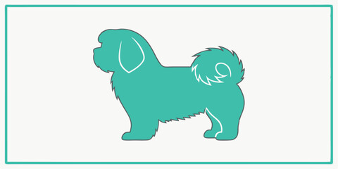 Minimalist teal dog silhouette design on a white background with transparent properties