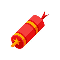 firecracker in red paper roll on transparent background