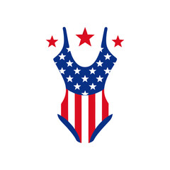 stars and stripes swimwear design on transparent background