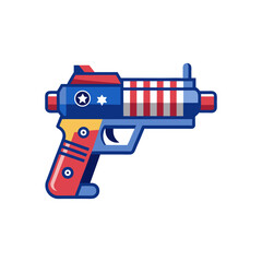 water gun with stars and stripes on transparent background