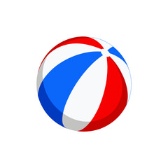 beach ball in red white blue on transparent background