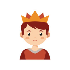boy with handmade paper crown on transparent background