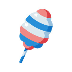 cotton candy with patriotic wrapper on transparent background