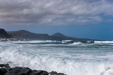 Stormy surf near the town of Banaderos, Gran Canaria, Canary Islands