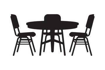 Dining Table and Chairs Silhouette Furniture Vector Illustration for Home Design
