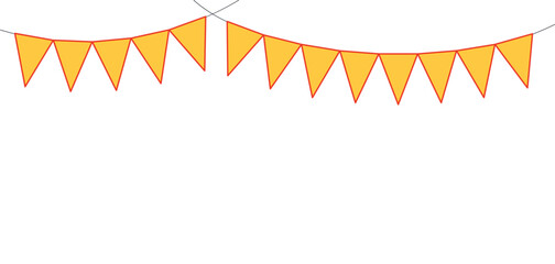 Bunting, little flags hanging on string, festive decorations, garland, isolated vector illustration. Birthday party, holiday celebration, festival, carnival, anniversary, Festa Junina design element
